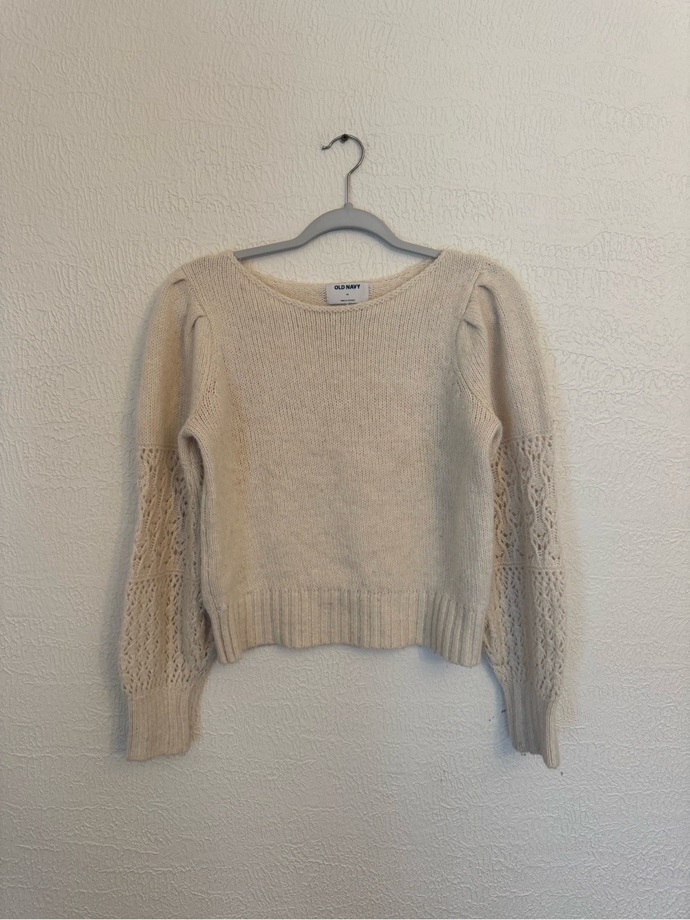 Old Navy Cream Puff-Sleeve Crewneck Sweater